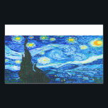 Pegatina Rectangular Noche Van Gogh Starry<br><div class="desc">Pegatinas con la pintura al óleo de Vincent van Gogh La noche estrellada (1889). Inspirado por su estancia en un asilo,  el arte representa un pueblo bajo un cielo nocturno de estrellas y luna azul y amarilla. Un gran regalo para los aficionados al post-impresionismo y al arte holandés.</div>