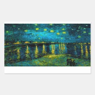 Pegatina Rectangular Noche Van Gogh Starry sobre el Ródano