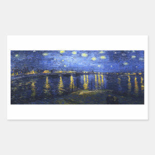 Pegatina Rectangular Noche Van Gogh Starry Sobre Los Pegatinas Ródanos