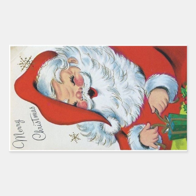 Pegatina Rectangular Nochebuena vintage (Anverso)