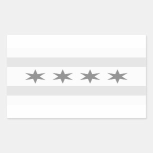 Pegatina Rectangular Noir de Bandera de Chicago