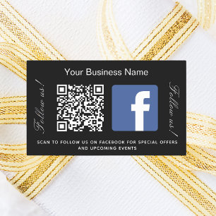 Pegatina Rectangular Nombre comercial blanco negro código qr Facebook