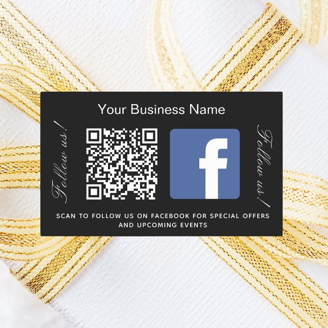 Pegatina Rectangular Nombre comercial blanco negro código qr Facebook (Subido por el creador)