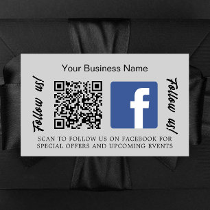 Pegatina Rectangular Nombre comercial gris código qr Facebook