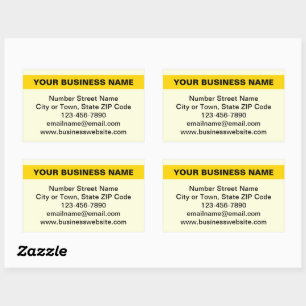 Pegatina Rectangular Nombre comercial resaltado en amarillo