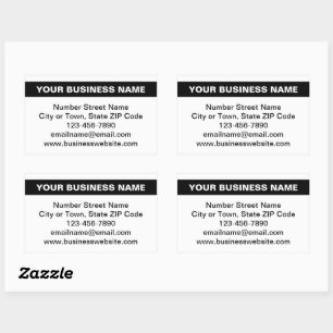 Pegatina Rectangular Nombre comercial resaltado en blanco