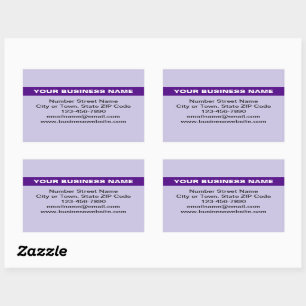 Pegatina Rectangular Nombre comercial resaltado en morado