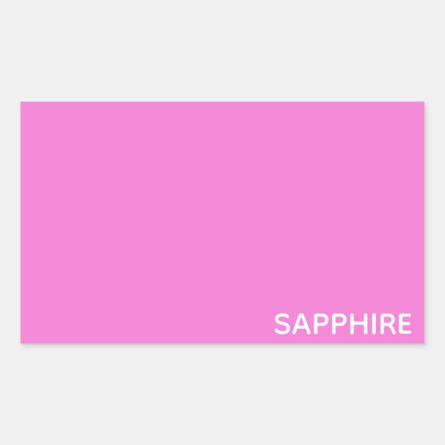 Pegatina Rectangular Nombre de color rosa de zafiro (Anverso)