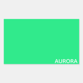 Pegatina Rectangular Nombre de color verde de Aurora