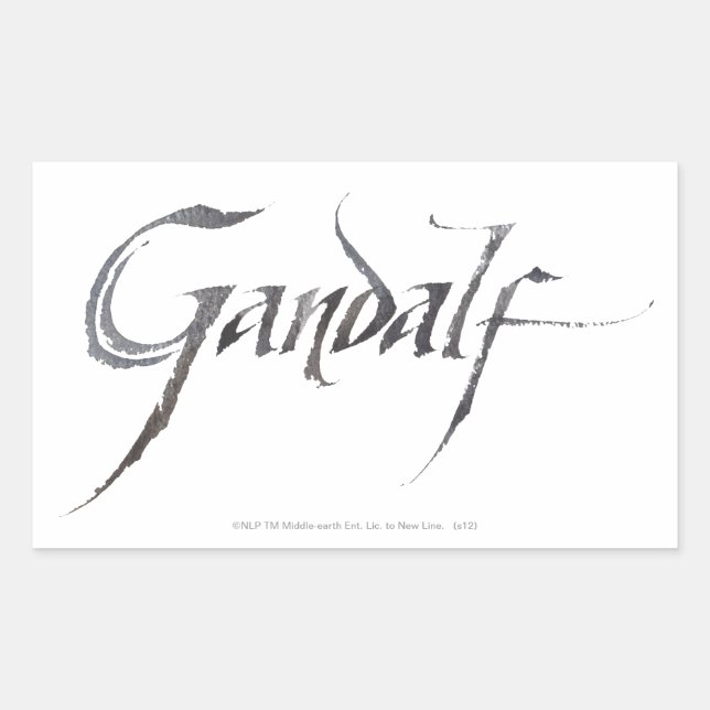 Pegatina Rectangular Nombre de Gandalf texturizado (Anverso)