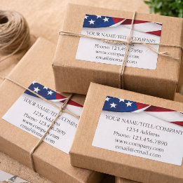Pegatina Rectangular Nombre de la compañía de bandera estadounidense