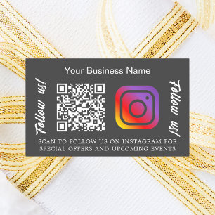 Pegatina Rectangular Nombre de negocio gris carbón vegetal código qr In