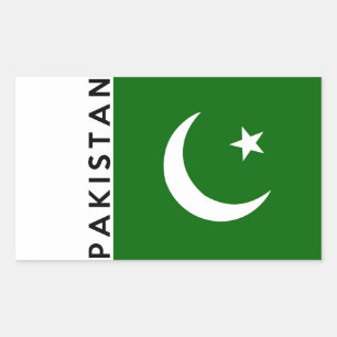Pegatina Rectangular nombre de texto de la bandera de pakistán