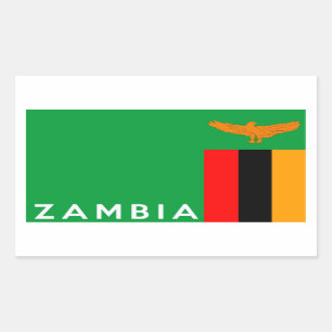 Pegatina Rectangular nombre de texto de la bandera de zambia