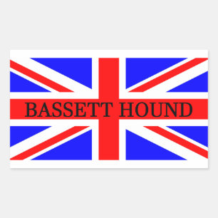 Pegatina Rectangular nombre del enlace bassett en la bandera