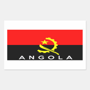 Pegatina Rectangular nombre del símbolo de la bandera de país angola