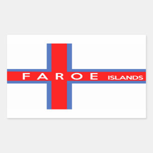 Pegatina Rectangular nombre del texto de la bandera de país de Faroe