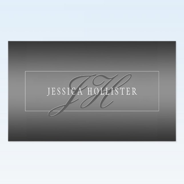 Pegatina Rectangular Nombre elegante e iniciales monogramadas | Negro y (Subido por el creador)