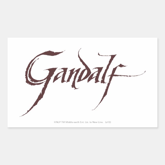 Pegatina Rectangular Nombre Gandalf Sólido (Anverso)