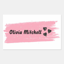 Pegatina Rectangular Nombre largo impermeable de la niña purpurina