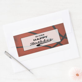 Pegatina Rectangular Nombre personalizado Baloncesto Cumpleaños Gran Bo