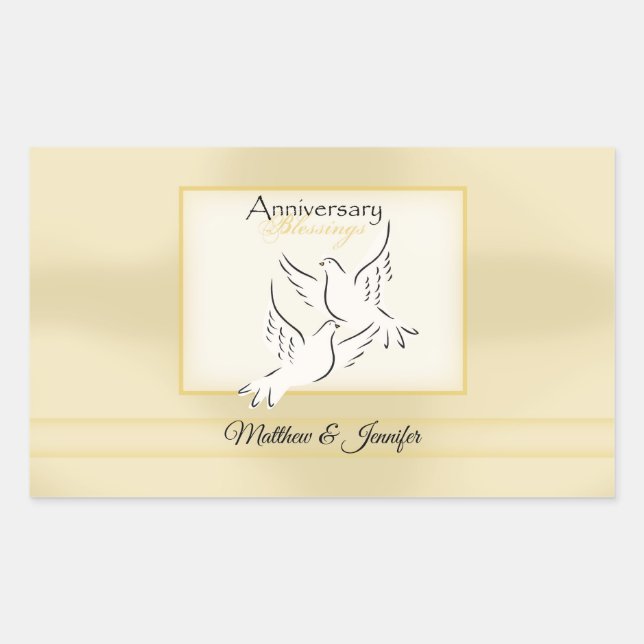Pegatina Rectangular Nombre personalizado, bendiciones de aniversario d (Anverso)