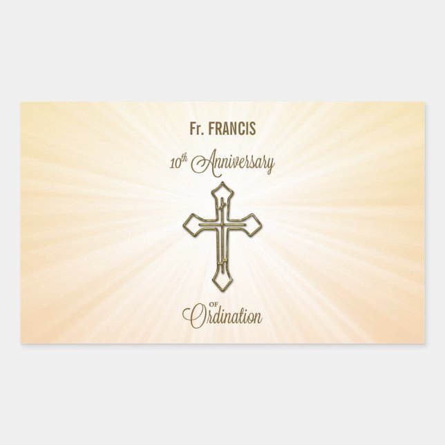 Pegatina Rectangular Nombre personalizado, décimo aniversario de la Ord (Anverso)