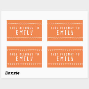 Pegatina Rectangular Nombre Personalizado Esto Pertenece a Stickers