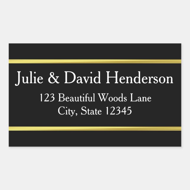 Pegatina Rectangular Nombre personalizado Faux Gold Border (Anverso)