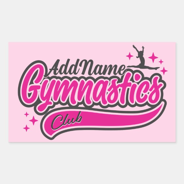 Pegatina Rectangular NOMBRE personalizado Gimnasia de salto dividido de (Anverso)