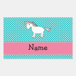 Pegatina Rectangular Nombre personalizado lindo unicornio