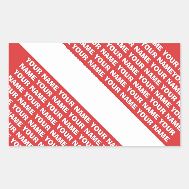 Pegatina Rectangular NOMBRE PERSONALIZADO MONOGRAM Scuba Buceo Bandera  (Anverso)
