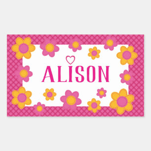 Pegatina Rectangular Nombre personalizado primavera de patrón de manto