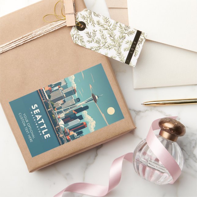 Pegatina Rectangular Nombre personalizado Seattle Washington (Regalar)