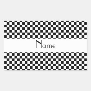 Pegatina Rectangular Nombre personalizado Verificadores en blanco y neg