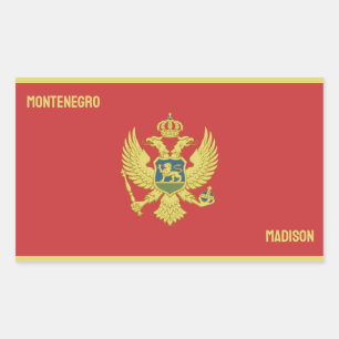 Pegatina Rectangular Nombre personalizado y Montenegro de texto