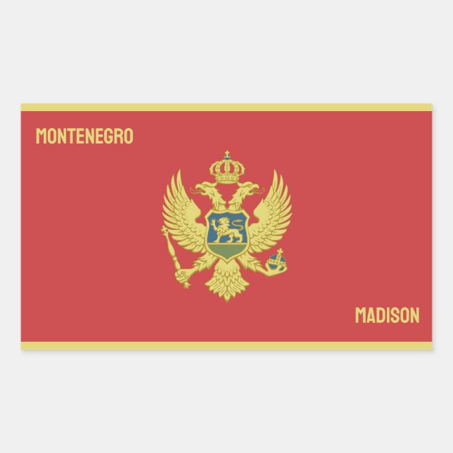 Pegatina Rectangular Nombre personalizado y Montenegro de texto (Anverso)