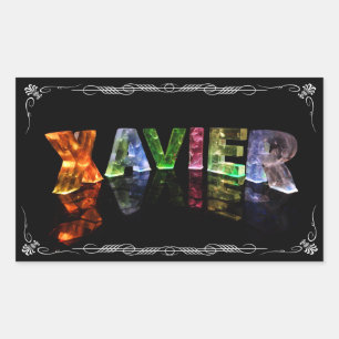 Pegatina Rectangular Nombre Xavier - Nombre en Luces (Fotografía)