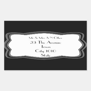 Pegatina Rectangular Nombre y dirección de plata del diseño del marco