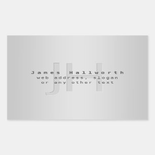 Pegatina Rectangular Nombre y lema modificable moderno   Gradiente gris