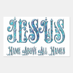 Pegatina Rectangular Nombres del nombre de JESÚS sobre todo