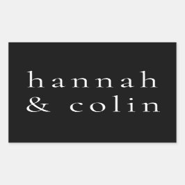 Pegatina Rectangular Nombres Negros Elegantes