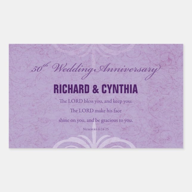 Pegatina Rectangular Nombres personalizados, 50 aniversario Boda a pare (Anverso)