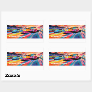 Pegatina Rectangular Nombres personalizados Marcas coloridas