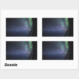 Pegatina rectangular Noruega de las luces del nort