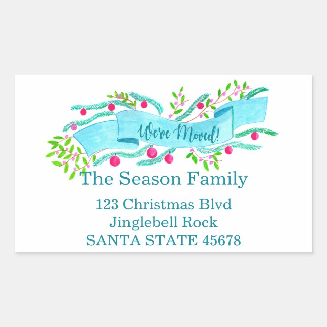 Pegatina Rectangular Nos hemos mudado/nueva dirección , Navidades de ac (Anverso)