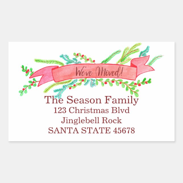 Pegatina Rectangular Nos hemos mudado/nueva dirección , Navidades de ac (Anverso)