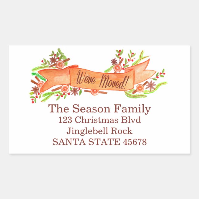 Pegatina Rectangular Nos hemos mudado/nueva dirección , Navidades de ac (Anverso)