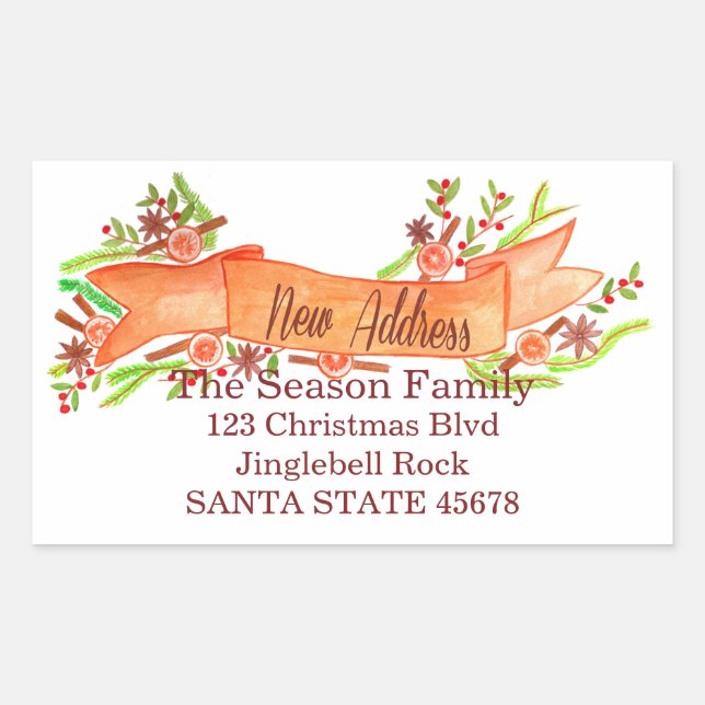 Pegatina Rectangular Nos hemos mudado/nueva dirección , Navidades de ac (Anverso)