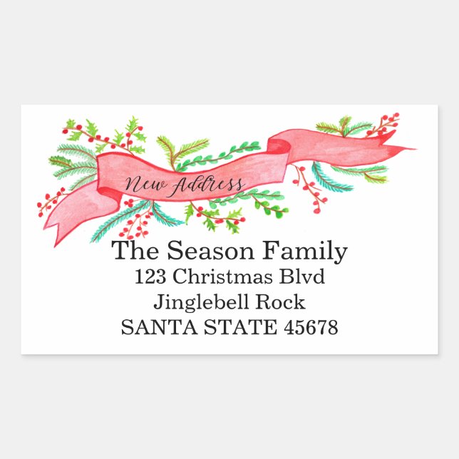 Pegatina Rectangular Nos hemos mudado/nueva dirección , Navidades de ac (Anverso)